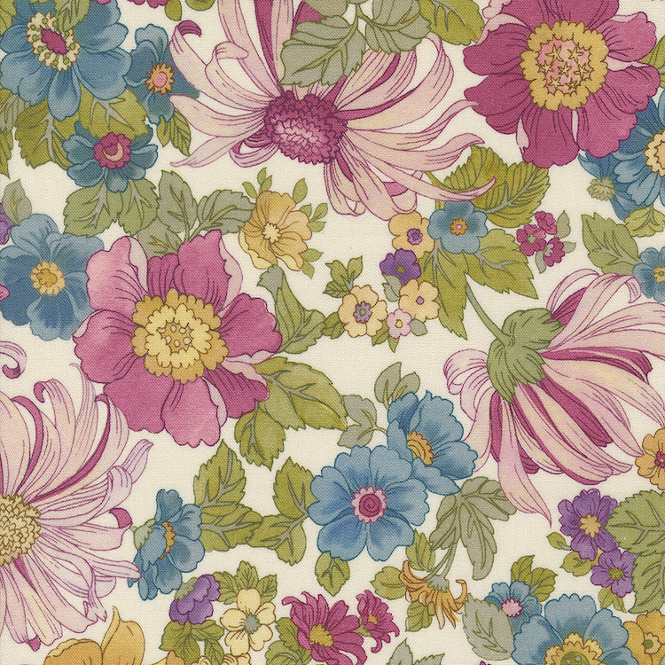 Quilting Fabric - Large Floral on Porcelain Off White from Chelsea Garden by Moda 33740 11
